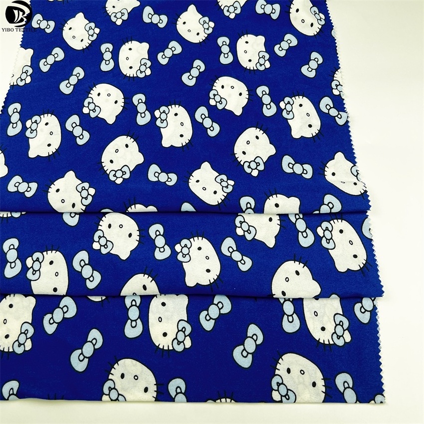 Yibo Textile Customized cartoon printed DTY brushed pajamas fabric knitting stretch fabric