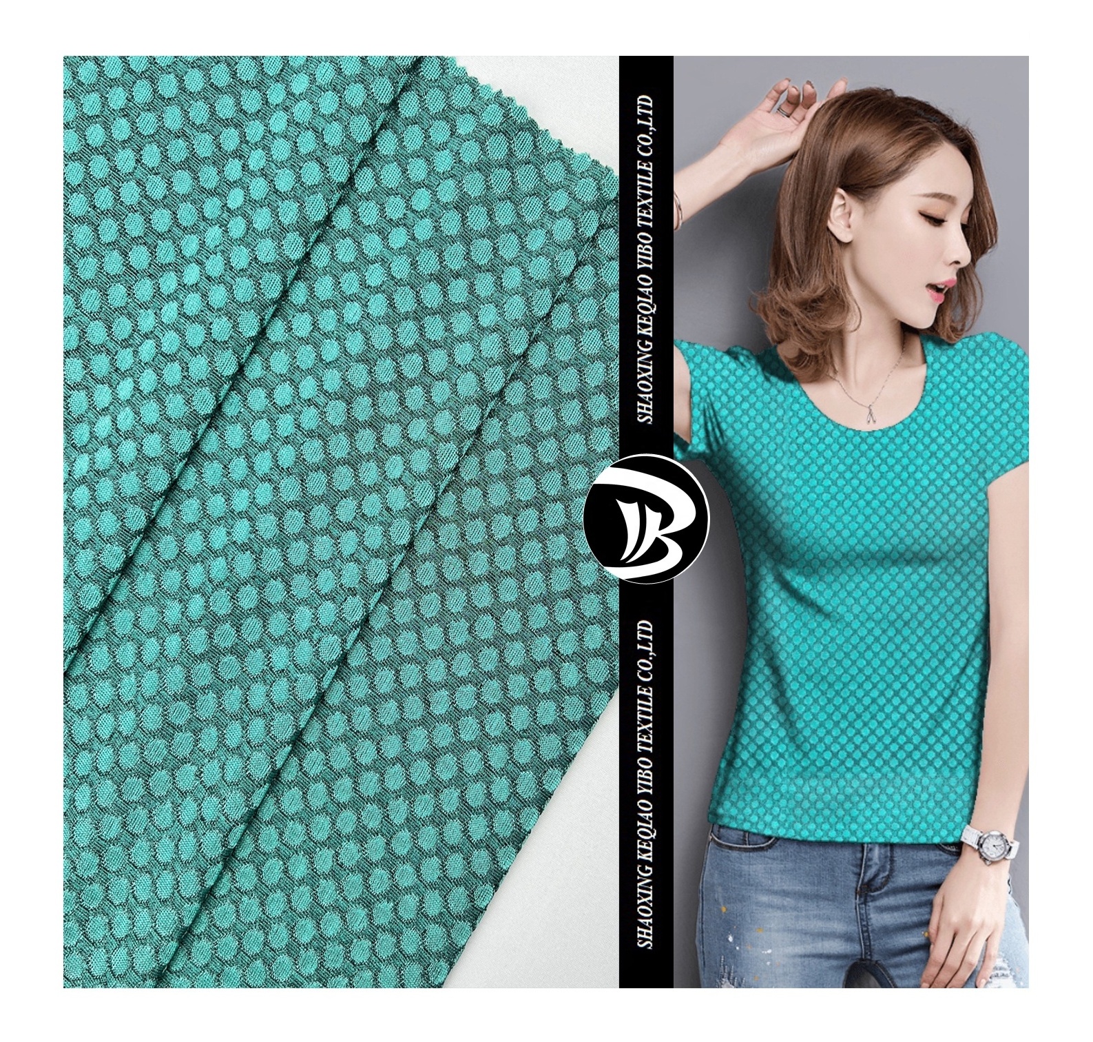 Yibo Textile Polyester dty knitted fabric jacquard with spandex for garment