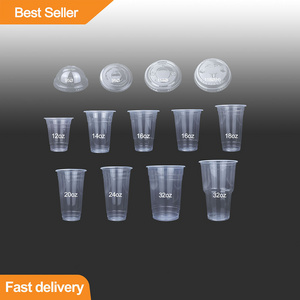 Wholesale 16 24 32 oz Customer Logo Clear Dessert Coffee Water Juice Hard Disposable PP Plastic Drinking Cups With Lids