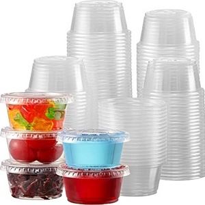 Disposable Cups with Lids Dipping Pp Cup Ceramic 2oz Lid Hinged Sealable Plastic Sauce Little Plastic Containers for Sauce YBY