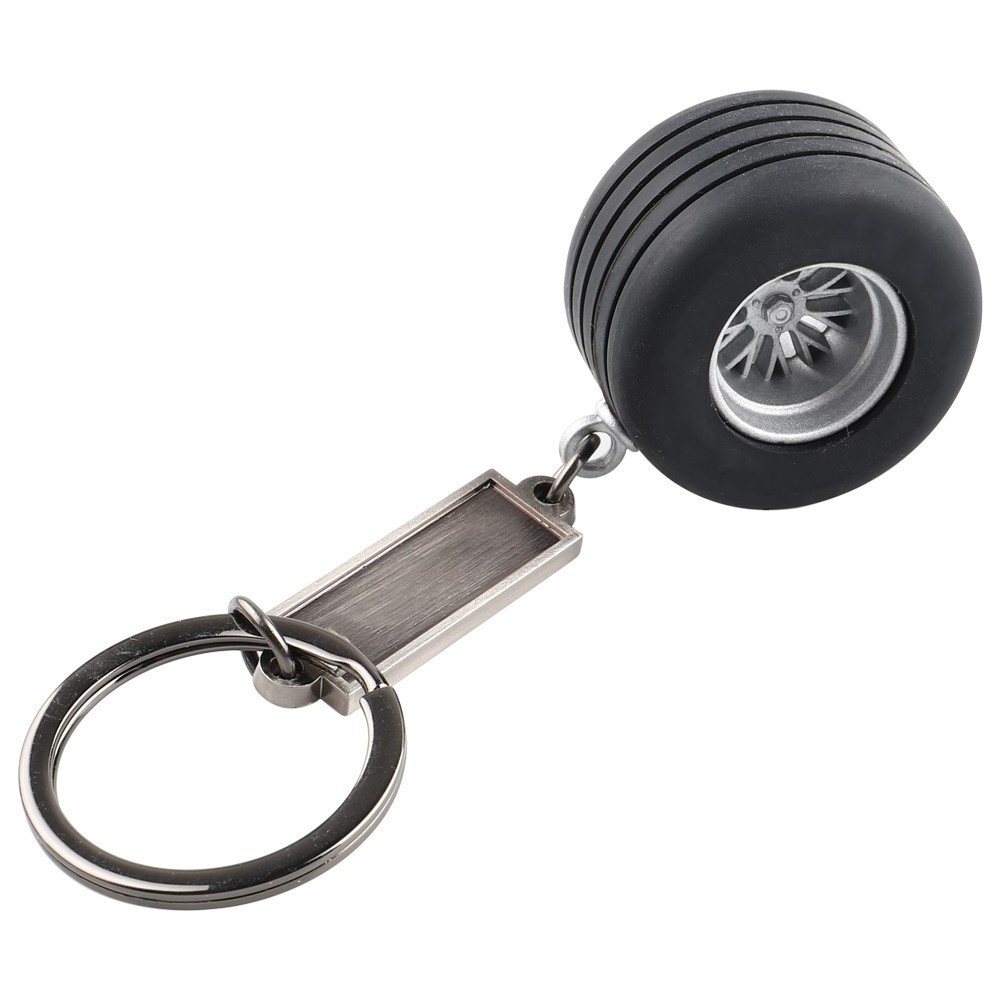 In stock wholesale Manufacturer PVC Tire keychain Creative Simulation Wheel hub model key chain F1 Tyre Keychain Pendant