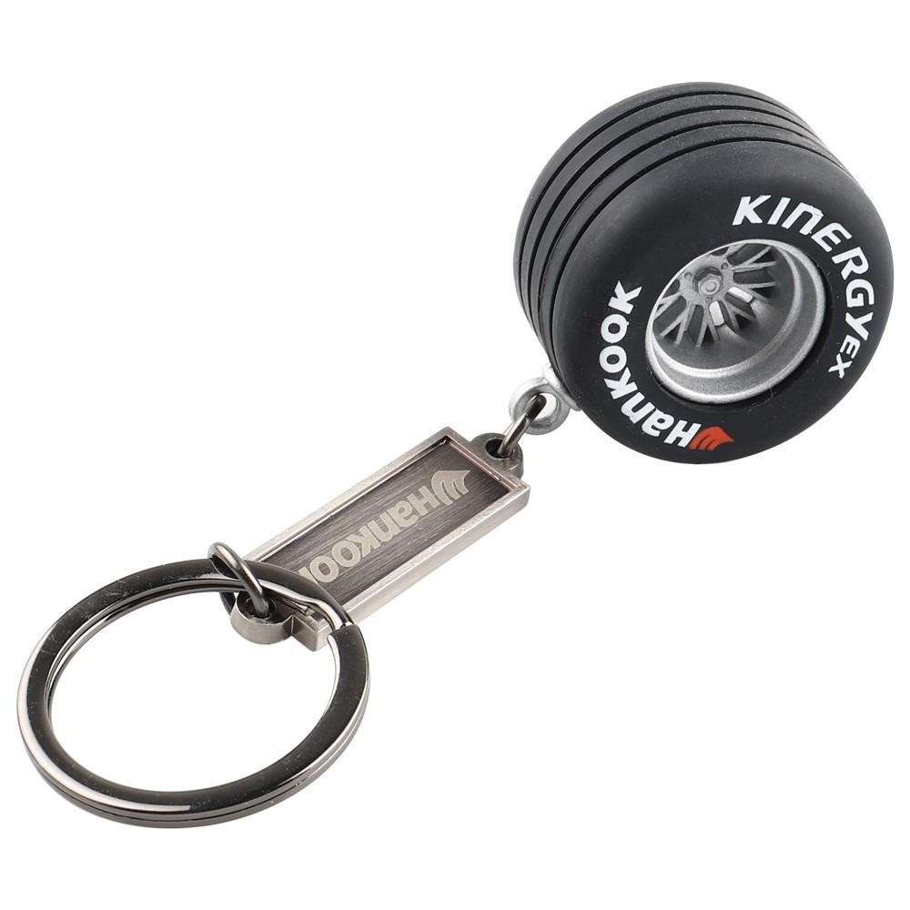 In stock wholesale Manufacturer PVC Tire keychain Creative Simulation Wheel hub model key chain F1 Tyre Keychain Pendant