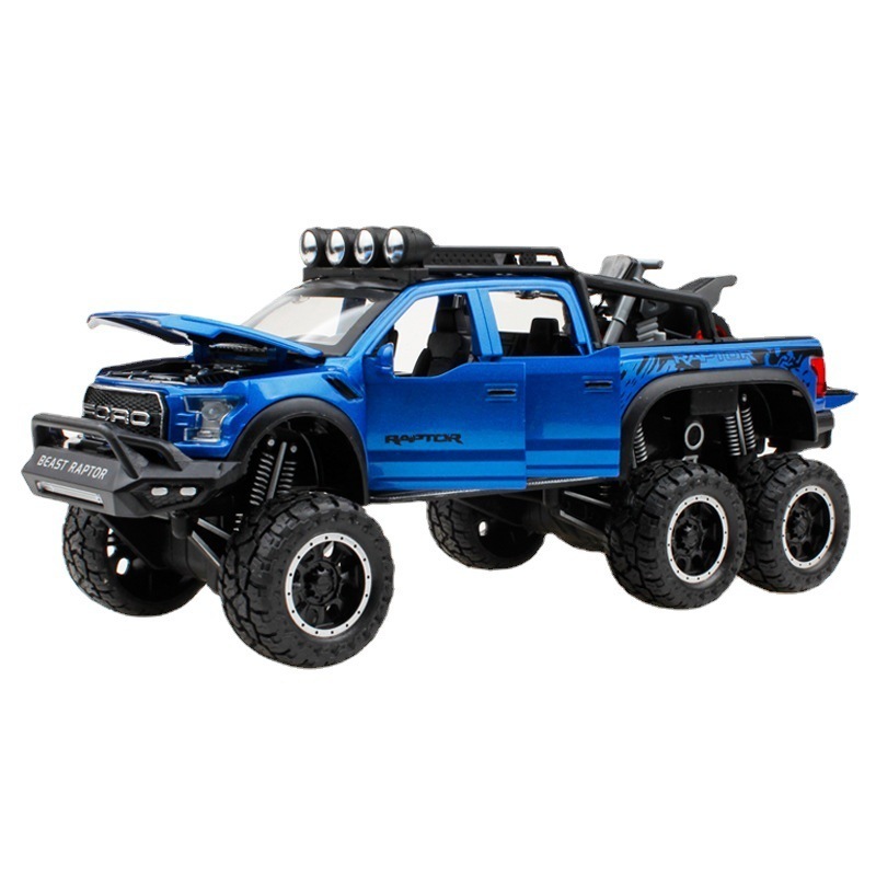 1:28 Ford Raptor diecast toys Alloy 6Wheel Off-road car model car toys Children's metal cybertruck