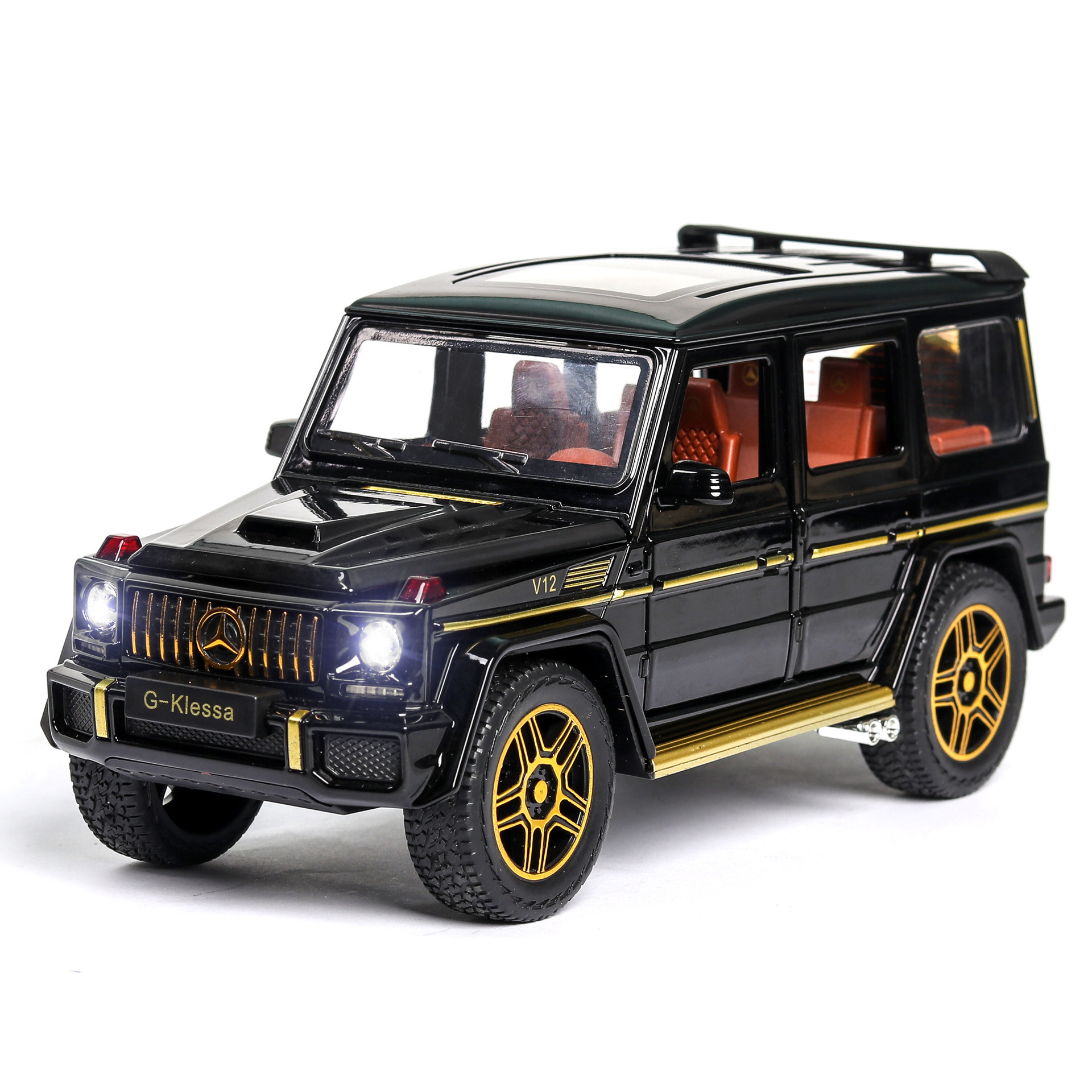 1:24 Benz g 63 Alloy diecast toys hotwheels die casting off-road car Six open doors Acousto-optic Pull-back model car Ornament