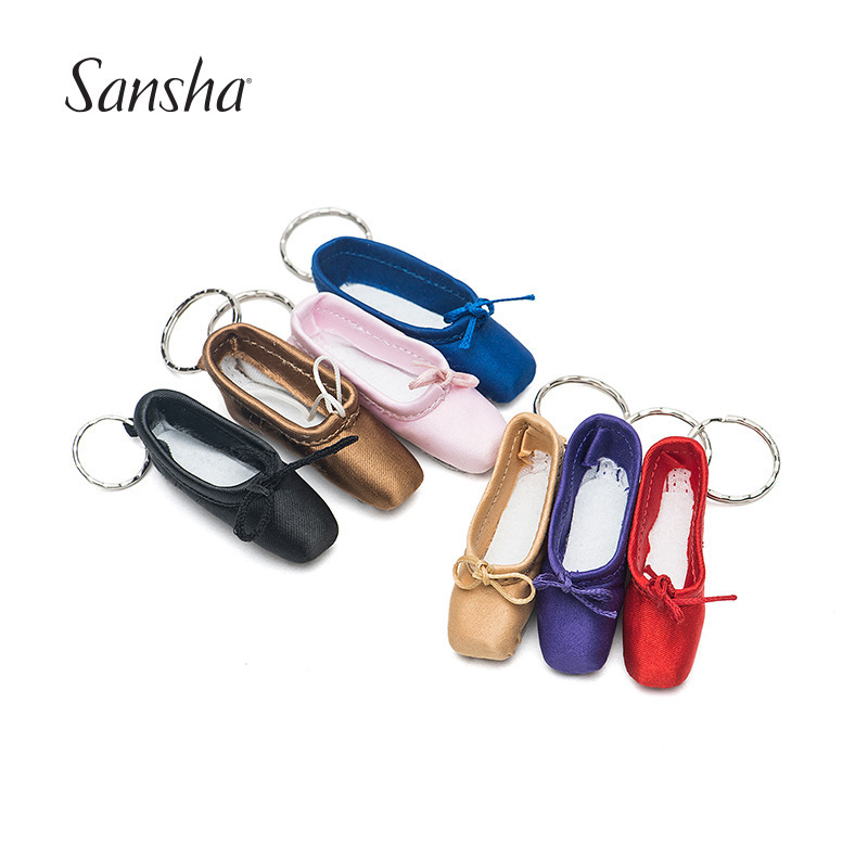 Handmade ballet dance ballet practice shoes key chain Mini shoes satin fabric keychain Cell phone bag car accessories