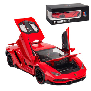 New 1:22 Lamborghini bugatti diecast toys Simulation scale model car die casting Pull-back Acousto-optic Car ornaments