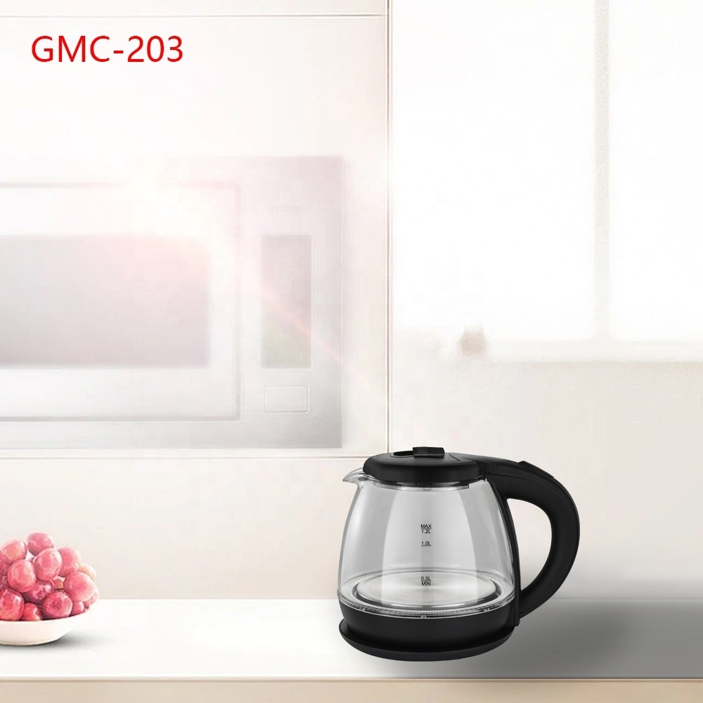 mini kitchen appliance 360 degree cordless blue LED water boiler teapot electric kettle tea 1.0L glass kettle