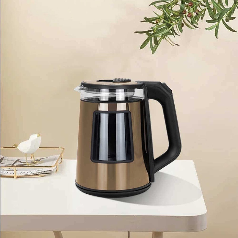 Double Wall Kettle Tea Customized Color Water Heater 1.8l Electric Kettles Glass with 304 Stainless Steel Outer Shell