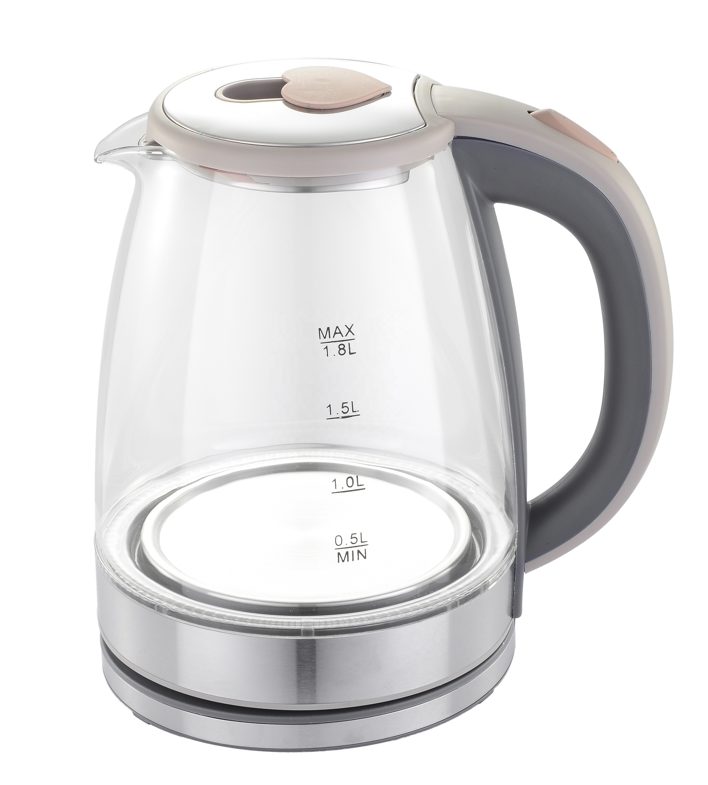 new arrival 2020 led pyrex clean glass kettle for home appliance 1.8L cordless electric hot water kettle OEM factory price