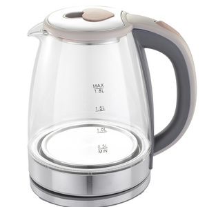 new arrival 2020 led pyrex clean glass kettle for home appliance 1.8L cordless electric hot water kettle OEM factory price