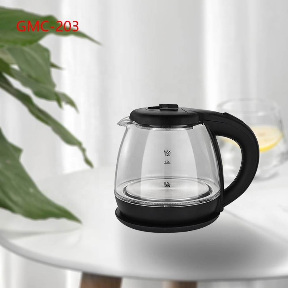 mini kitchen appliance 360 degree cordless blue LED water boiler teapot electric kettle tea 1.0L glass kettle