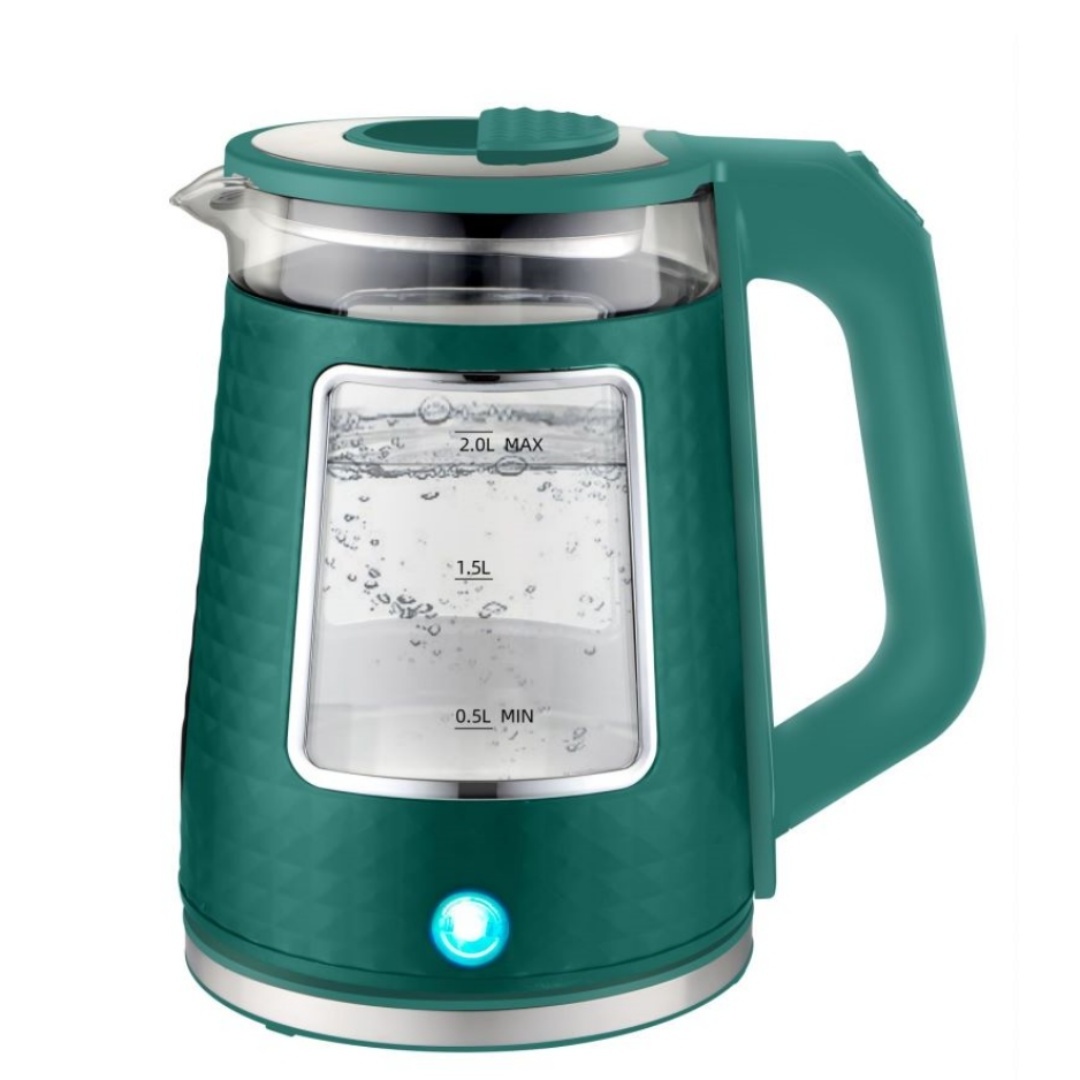 1500W  2.0L electric glass kettle Handle with touch screen and display water Kettle cute glass tea kettle