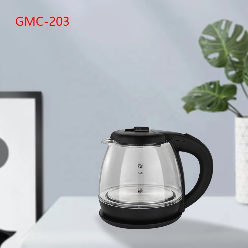 mini kitchen appliance 360 degree cordless blue LED water boiler teapot electric kettle tea 1.0L glass kettle