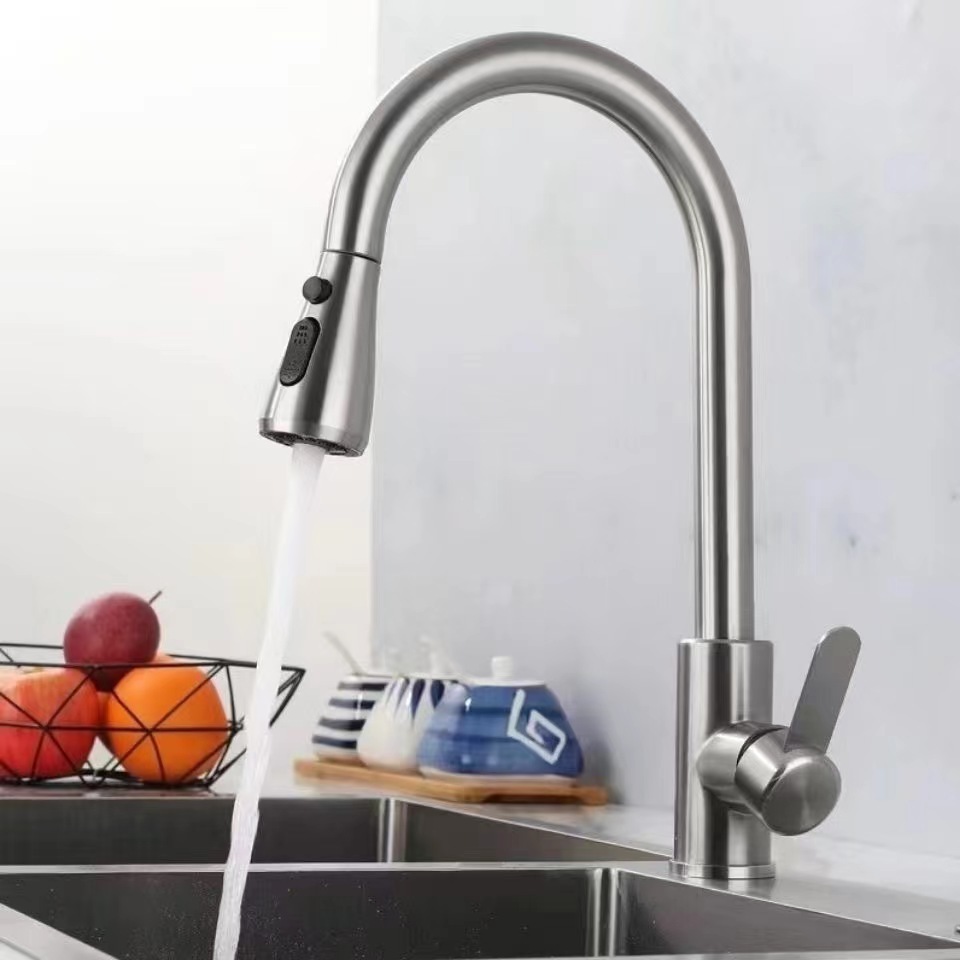 Hot Selling Single Handle Kitchen Mixer Sink Faucet SUS304 Pull Out Kitchen Faucets With Sprayer