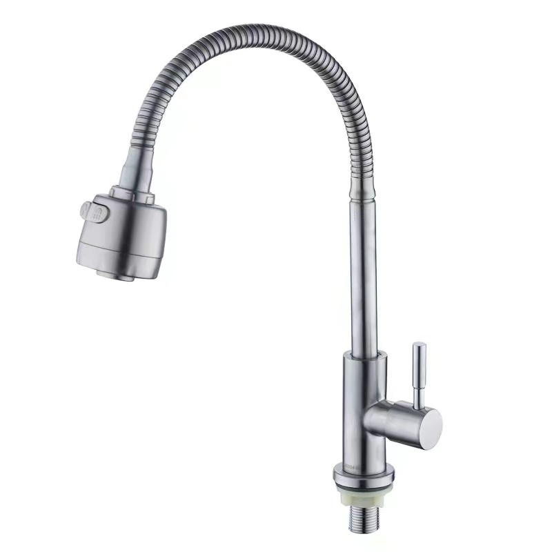 Good Price Wholesale Single Cold Water Universal Kitchen Faucet Spray Head 360 Rotation Stainless Steel Sink Tap