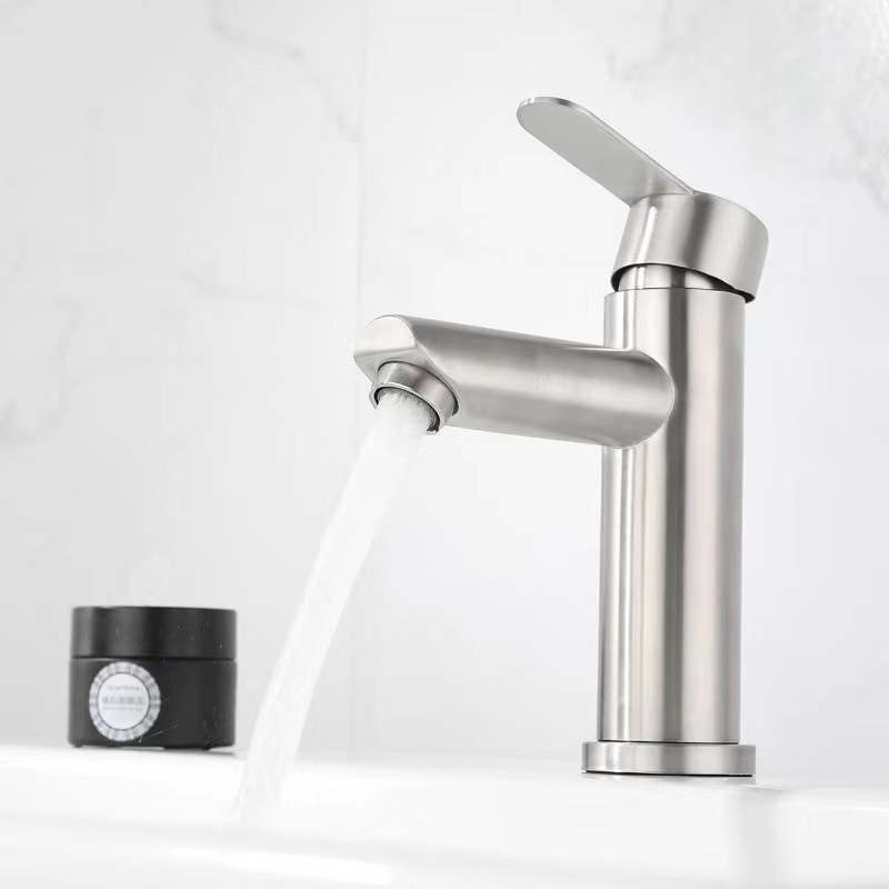 Commercial Stainless Steel Brushed Bathroom Faucet Single Handle Lavatory Basin Vanity Sink Faucet