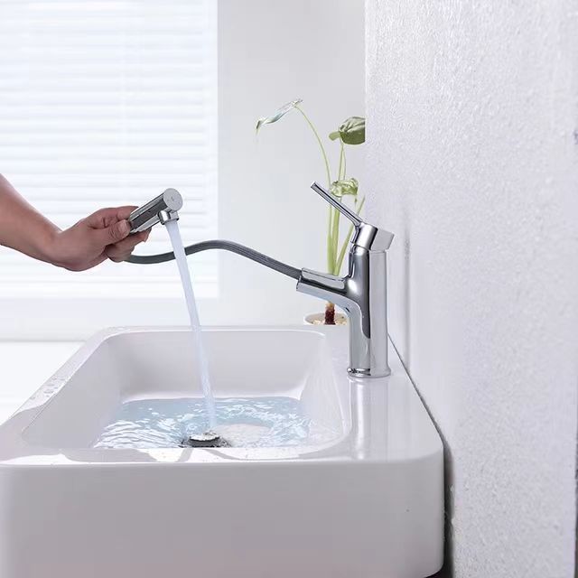 Modern Multifunction Chrome Flexible Hose Wash Basin Tap 3 Modes Extension Hose Mixer Pull Out Basin Faucet