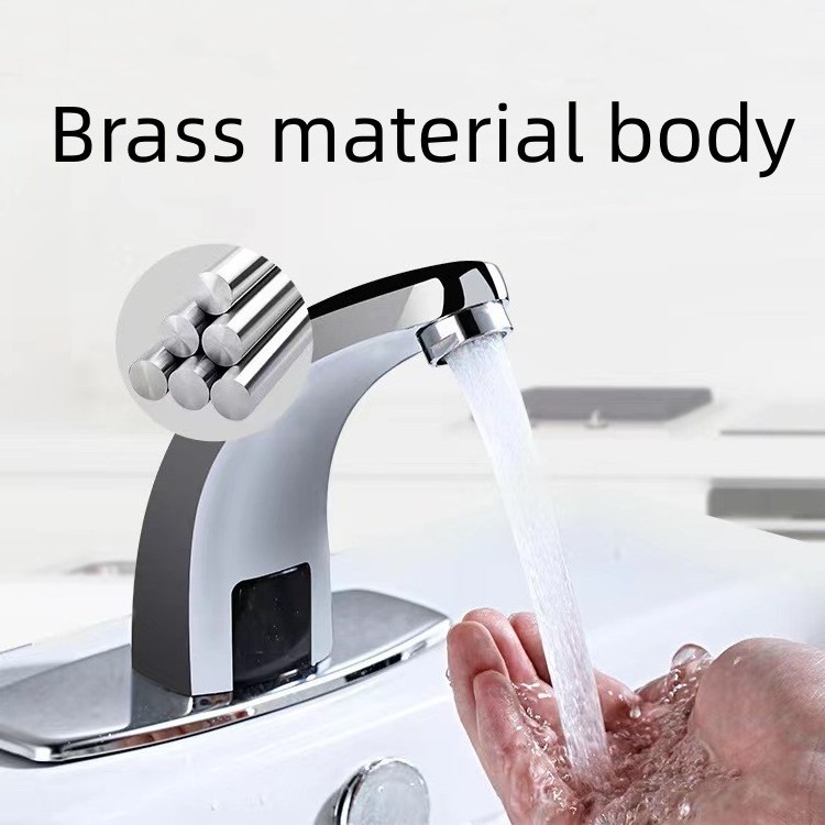 Commercial Automatic Bathroom Sensor Faucet Touchless Brass Chrome Plating Wash Basin Induction Faucet