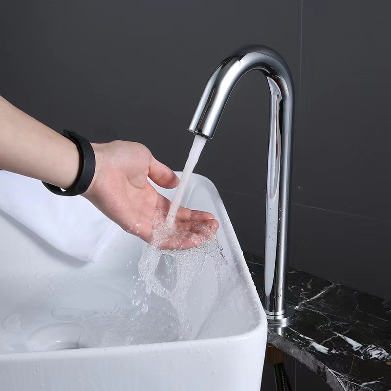 Modern Water Saving Single Cold Automatic Infrared Adapter Taps Touchless Sensor Faucet For Bathroom Basin Sink