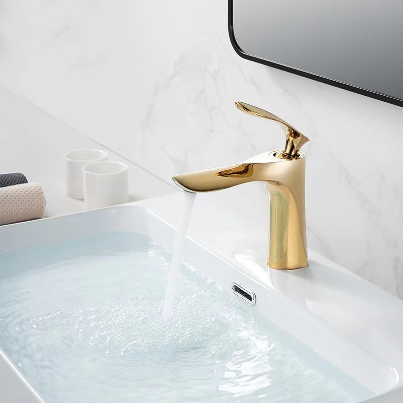 Luxury Zinc Alloy Vietnamese Chrome Gold Basin Faucet Single Lever Mixer Tap Hot Cold Water Bathroom Sink Faucets