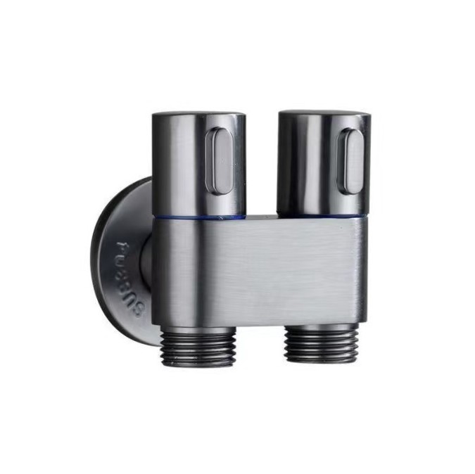 Hot Selling Brass 1 in 2 out Angle Valve Double Handle Shunt Faucet Diverter New Design 3-Way Gun Grey Angle valve