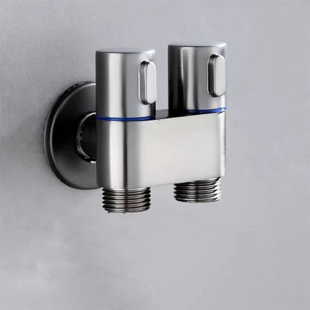 Hot Selling Brass 1 in 2 out Angle Valve Double Handle Shunt Faucet Diverter New Design 3-Way Gun Grey Angle valve