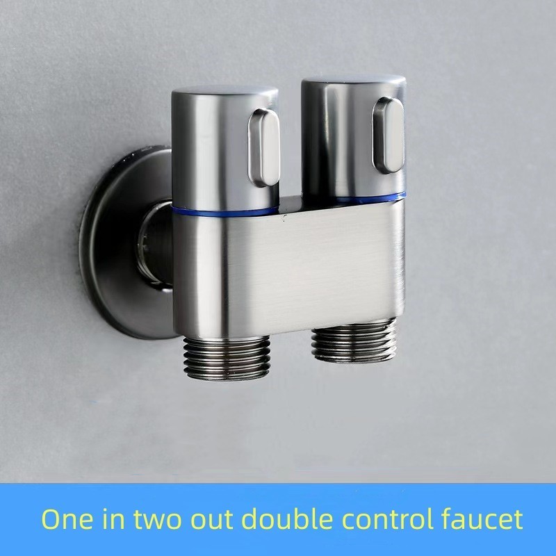 Hot Selling Brass 1 in 2 out Angle Valve Double Handle Shunt Faucet Diverter New Design 3-Way Gun Grey Angle valve