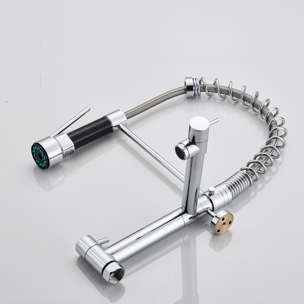 Wholesale Wall Mounted Pull Down Kitchen Sink Faucet Chrome Single Handle Pull Out Kitchen Faucet With Sprayer