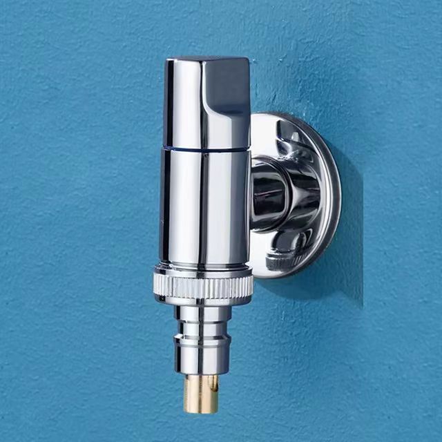 Factory Wholesale Brass Small Washing Machine Faucet Chrome Plated 1/2 Inch Corner Valve Mini Space Saving Automatic Water Seal