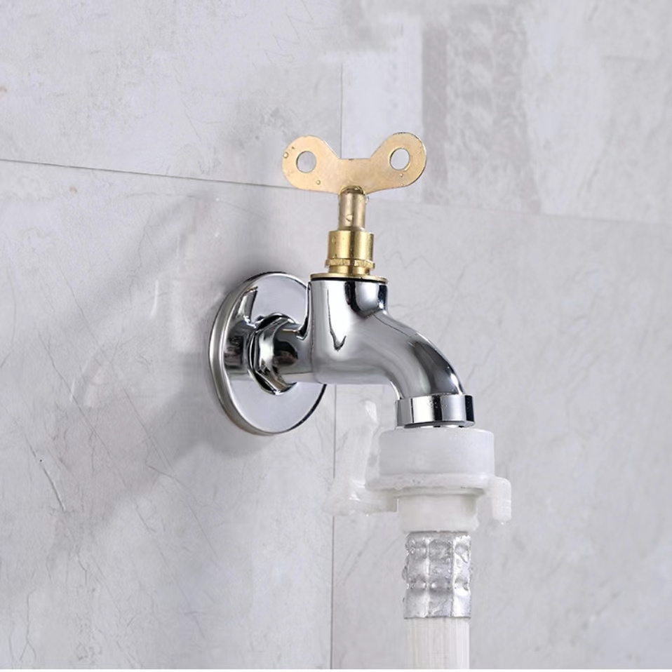 Factory Wholesale Zinc Alloy Washing Machine Anti-Theft Faucet Polished Chrome Faucets For Outdoor Butterfly Lock Tap