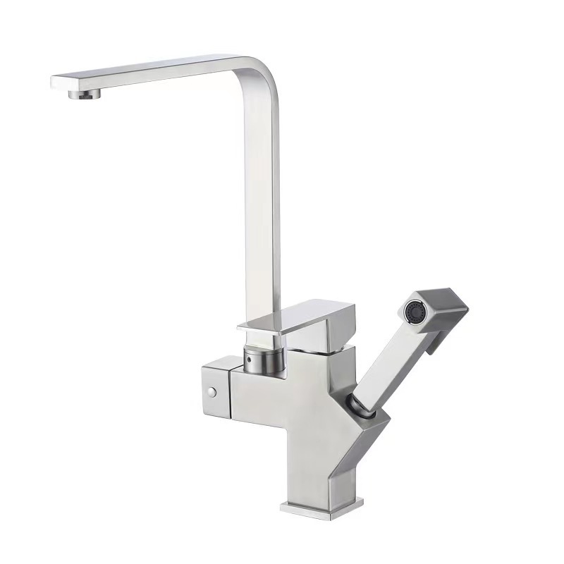 304 Stainless Steel Multi-Functional Kitchen Tap Restaurant Washing Faucet With Spray Gun Hot And Cold Mixed Sink Faucets