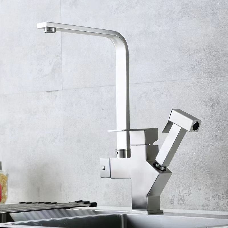 304 Stainless Steel Multi-Functional Kitchen Tap Restaurant Washing Faucet With Spray Gun Hot And Cold Mixed Sink Faucets