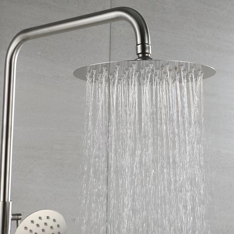 Wholesale Wall Mounted Simple Shower Faucet Stainless Steel Wire Rain Shower Set Single Cold Water Three Function Faucets