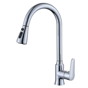 Modern Brass Chrome  Kitchen Faucet Pull Down Dual Function Sprayer Sink Tap 360 Degrees Rotary Hot And Cold Water Mixing Mixer