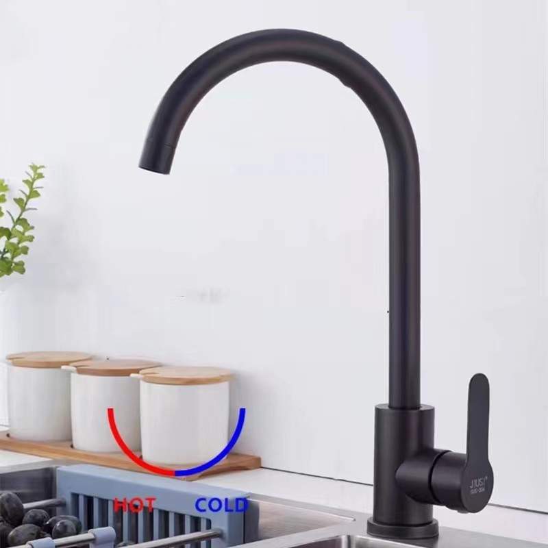 Online Good Selling Stainless Steel Black Rotate Kitchen Tap Hot Cold Water Mixer Kitchen Faucet For Sink