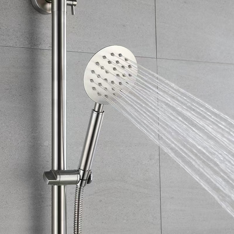 Wholesale Wall Mounted Simple Shower Faucet Stainless Steel Wire Rain Shower Set Single Cold Water Three Function Faucets