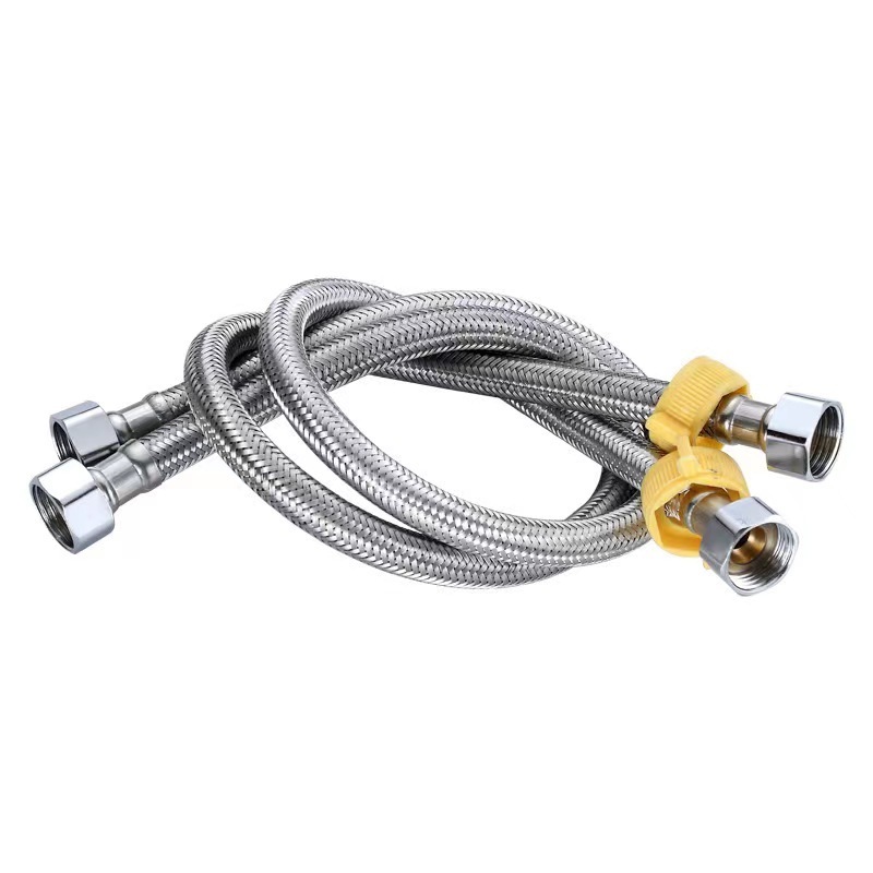 Factory Wholesale 304 Stainless Steel Braided Hose Kitchen Bathroom Faucet Inlet Pipe 1/2 Inch Hot And Cold Water Pipe