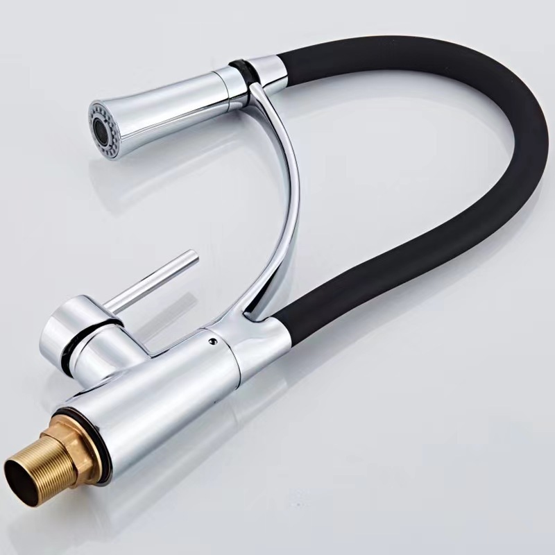 Modern Copper Silicon Spout Universal Mixer Pull Out Kitchen Sink Tap Single Handle Pull Down Sprayer Rotatable Kitchen Faucet