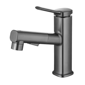 Modern Multi-function Gun Gray Flexible Rotation Pull out Basin Faucet Hot And Cold Water Sprayer Bathroom Mixer Taps