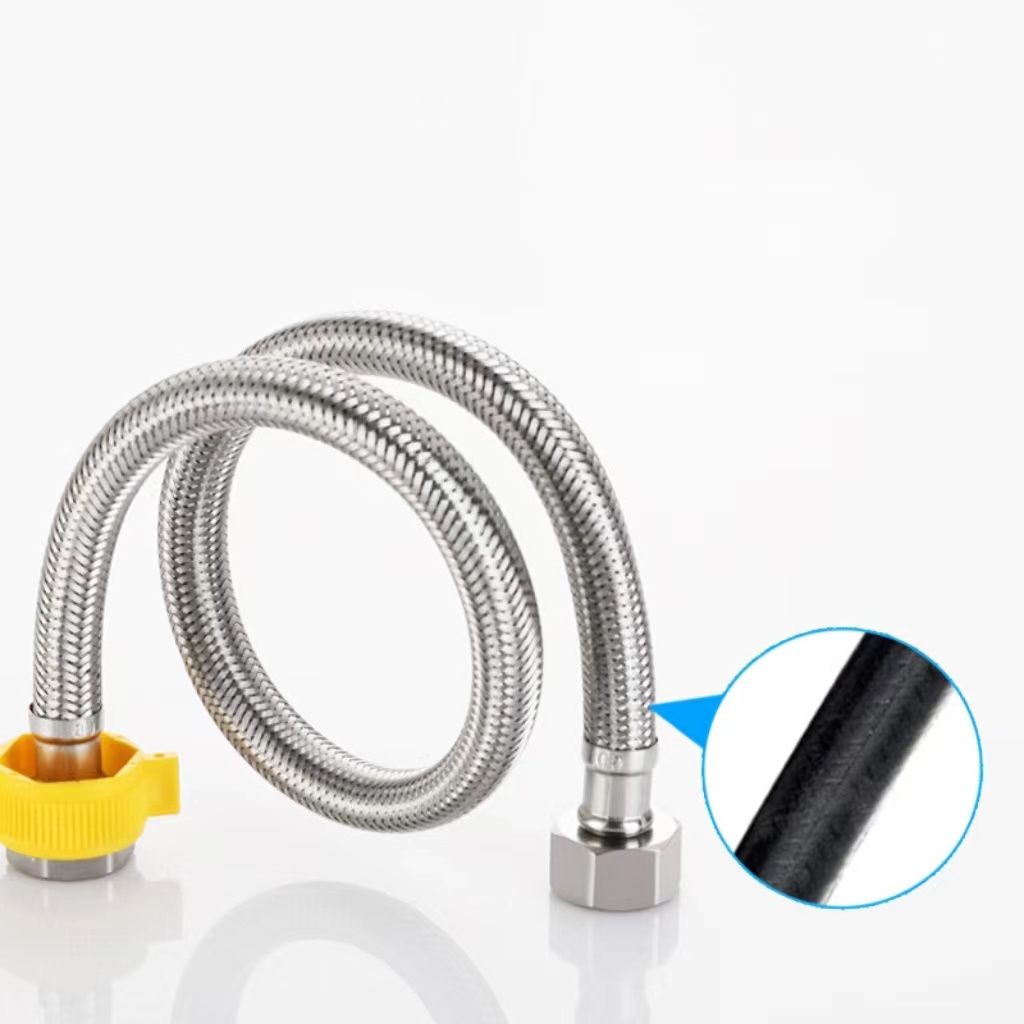 Factory Wholesale 304 Stainless Steel Braided Hose Kitchen Bathroom Faucet Inlet Pipe 1/2 Inch Hot And Cold Water Pipe