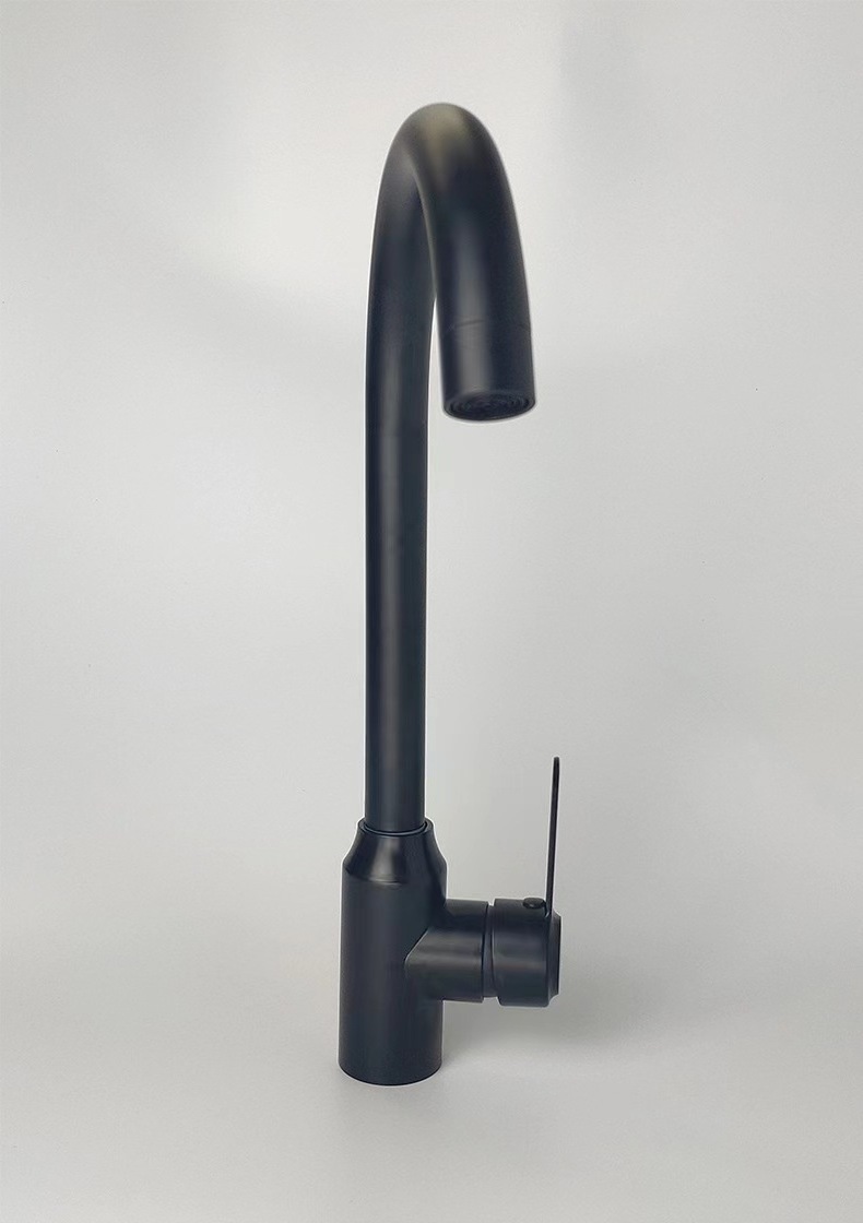 Factory Direct Cheap Price Black Deck Mounted Water Tap Swivel Spout Hot Cold Water Stainless Steel Kitchen Sink Faucet