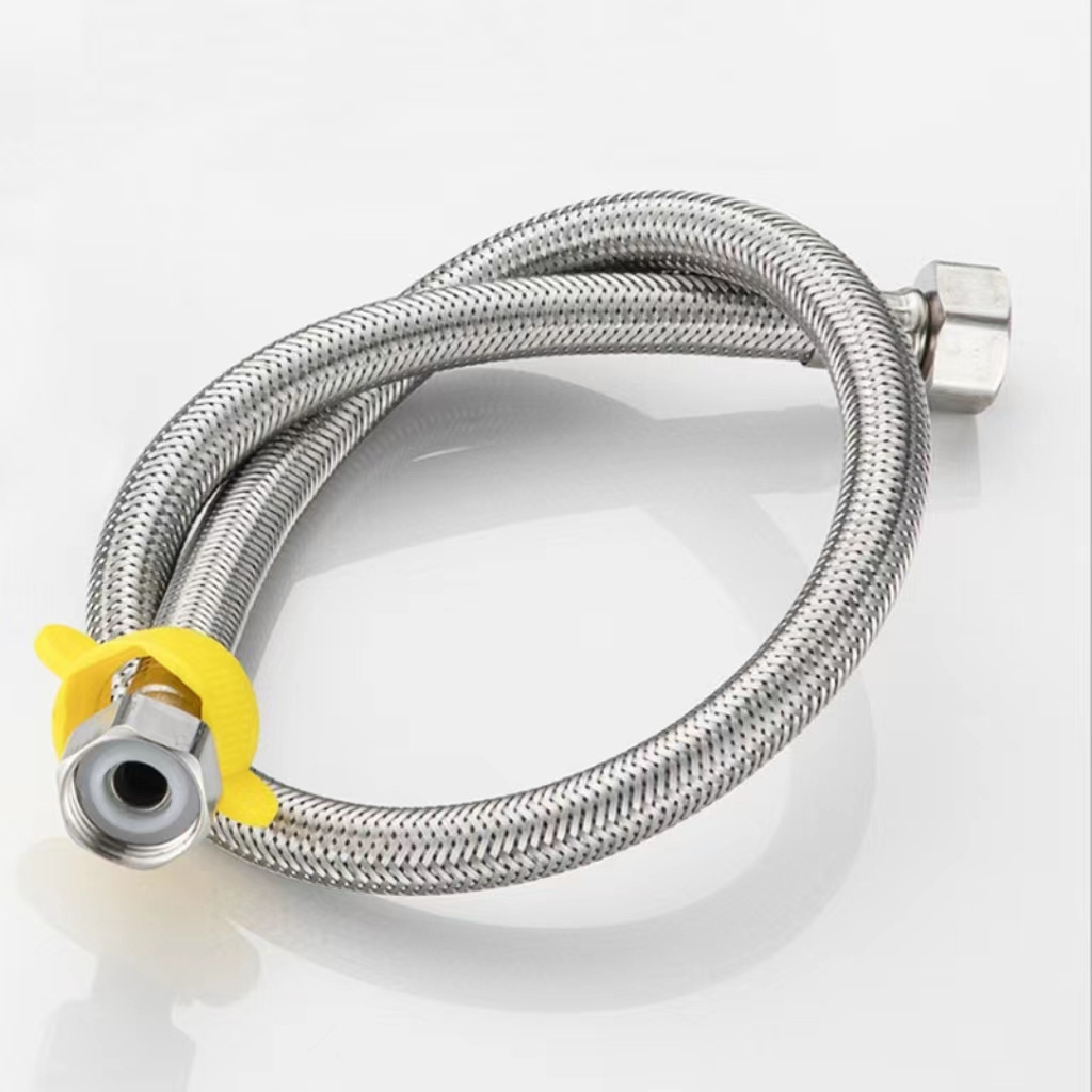 Factory Wholesale 304 Stainless Steel Braided Hose Kitchen Bathroom Faucet Inlet Pipe 1/2 Inch Hot And Cold Water Pipe