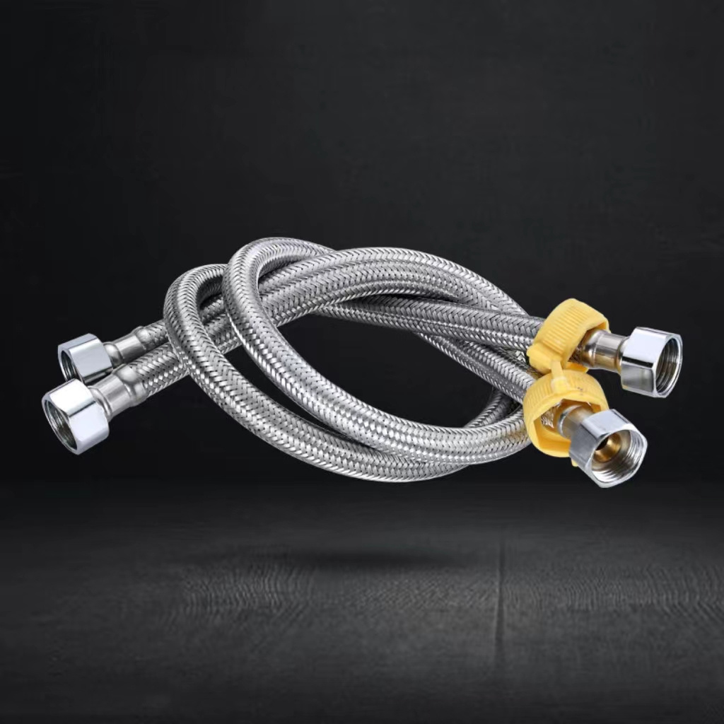 Factory Wholesale 304 Stainless Steel Braided Hose Kitchen Bathroom Faucet Inlet Pipe 1/2 Inch Hot And Cold Water Pipe