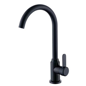 Factory Direct Cheap Price Black Deck Mounted Water Tap Swivel Spout Hot Cold Water Stainless Steel Kitchen Sink Faucet