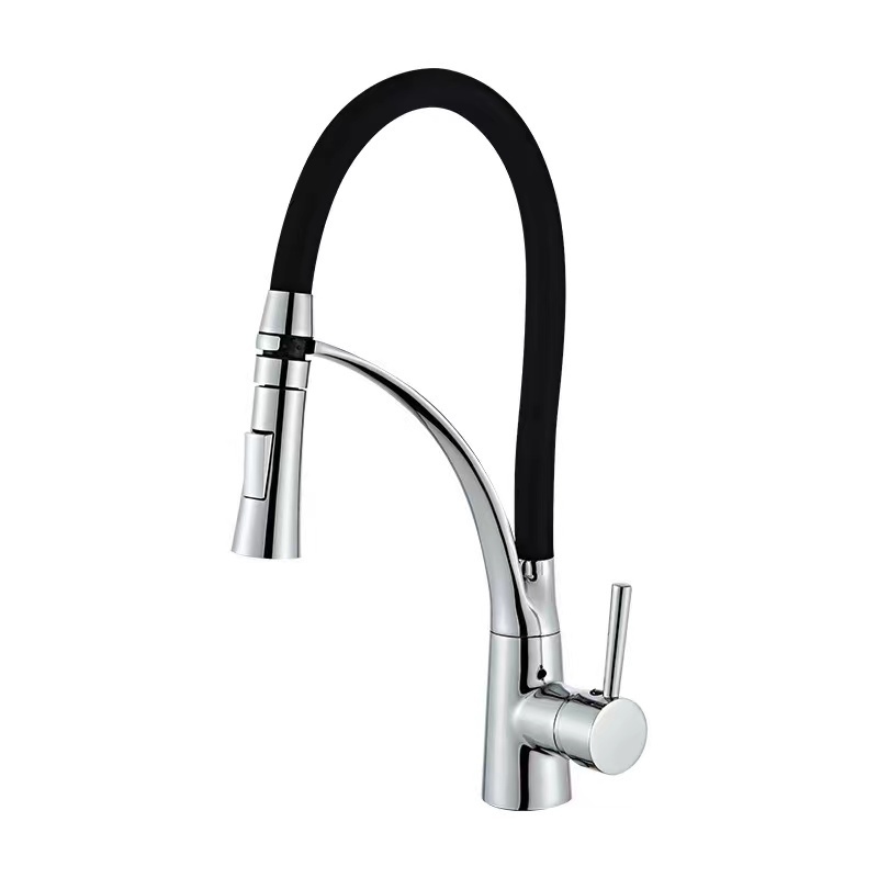 Modern Copper Silicon Spout Universal Mixer Pull Out Kitchen Sink Tap Single Handle Pull Down Sprayer Rotatable Kitchen Faucet