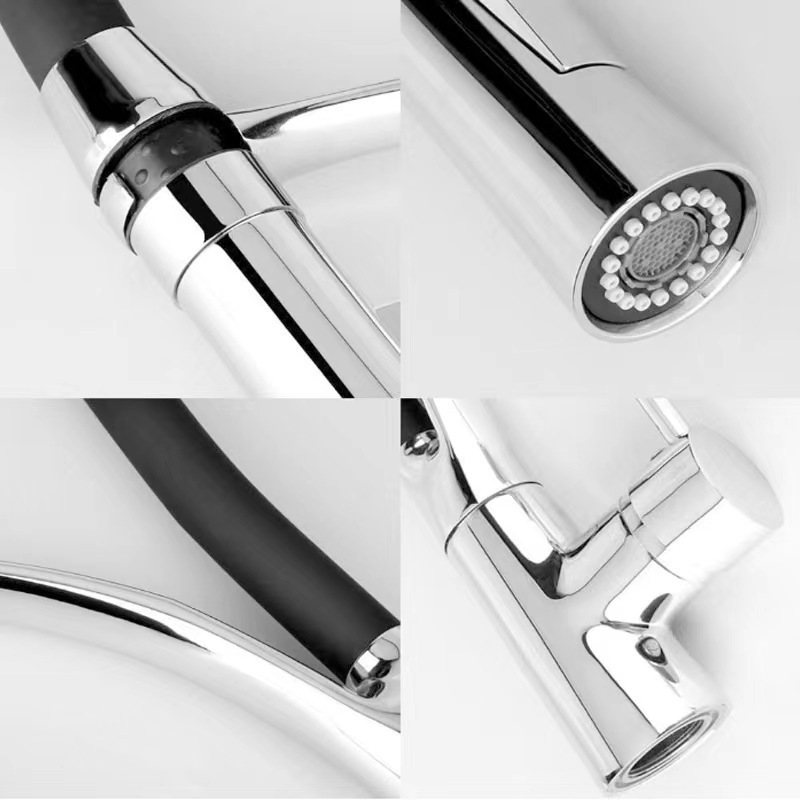 Modern Copper Silicon Spout Universal Mixer Pull Out Kitchen Sink Tap Single Handle Pull Down Sprayer Rotatable Kitchen Faucet