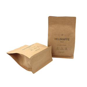 Flat Bottom compostable Kraft Paper Coffee Packaging Bags with Tin Tie Lock Closure Ziplock Pouch Coffee Bag With Valve Recycle