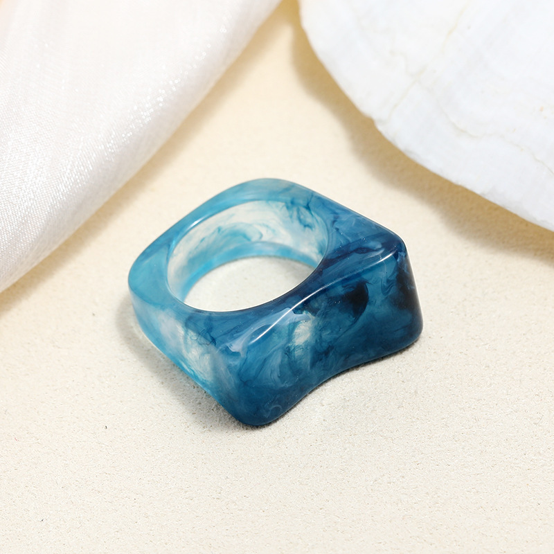 New Korea Colorful Geometric Irregular Square Round Ring  for Women Girls Gifts Crystal Acrylic Resin Rings