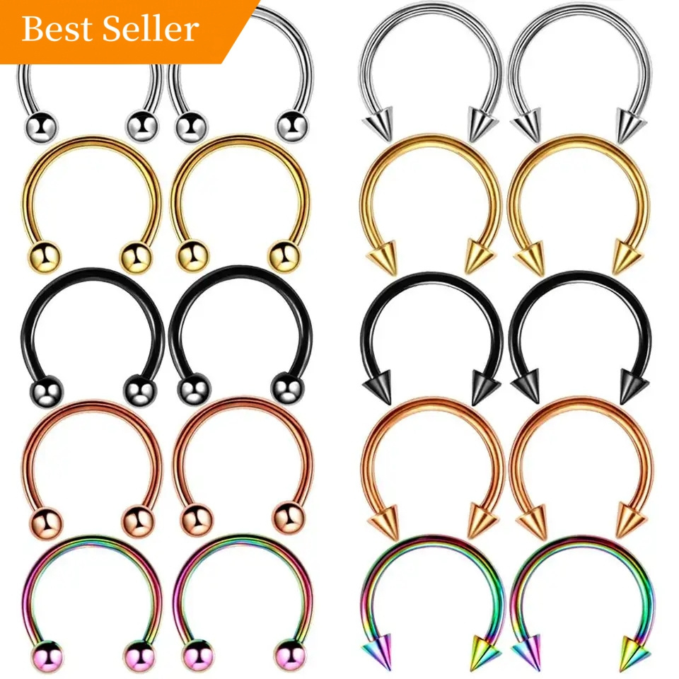 Factory Horseshoe Nose Septum Ring 316l Stainless Steel Circular Piercing Ear Cartilage Tragus Body Jewelry Nose Piercing