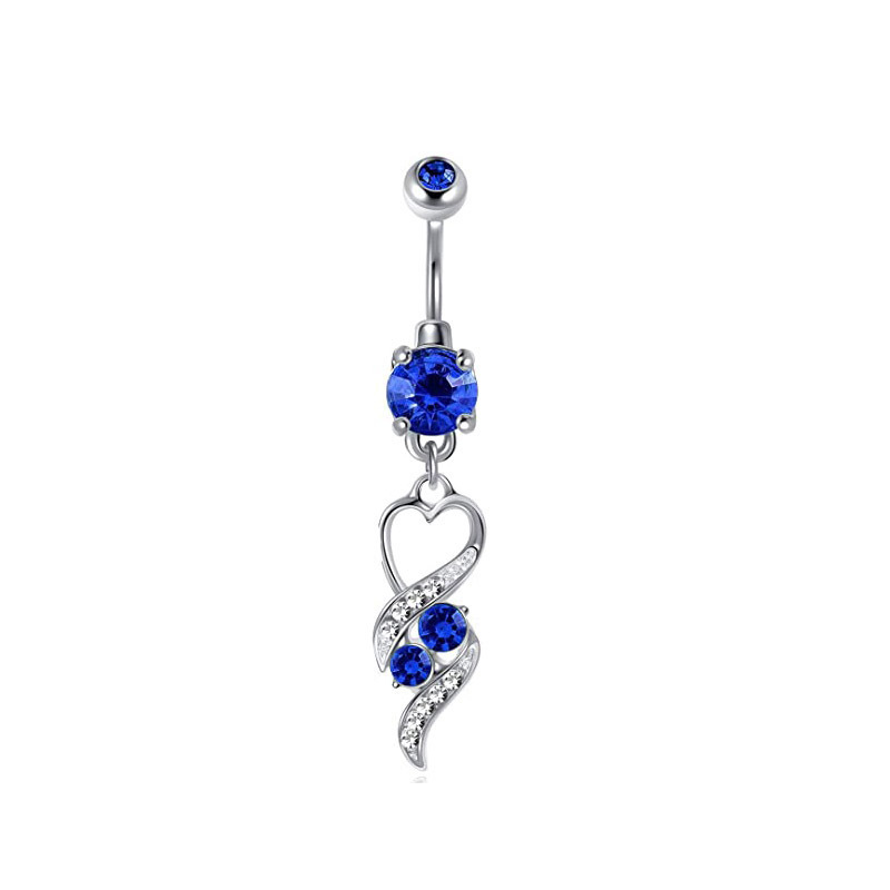 YICAI Sexy Blue Crystal Crescent Skull Belly Button Ring Piercing For Women Stainless Steel CZ Planet Belly Piercing